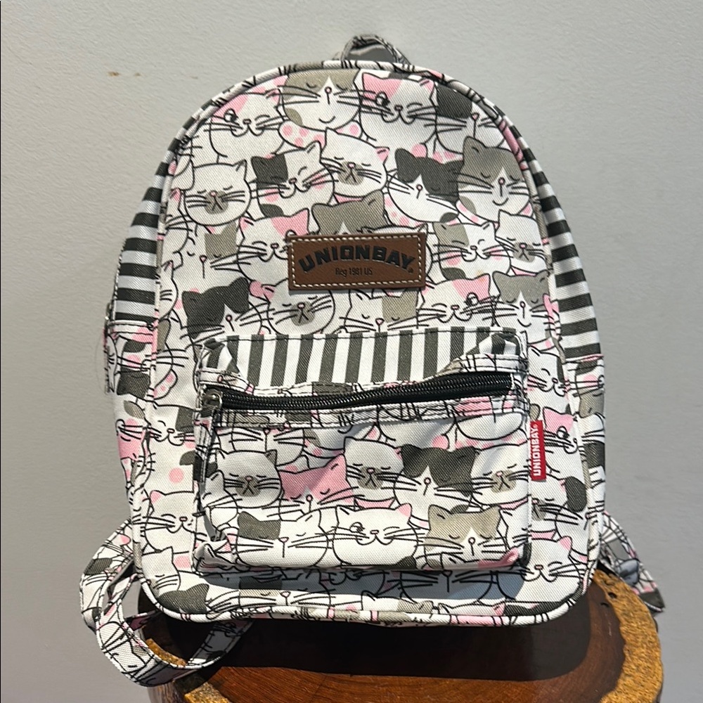UNIONBAY NWOT Cat Pattern Small Backpack - Pink, Black, White